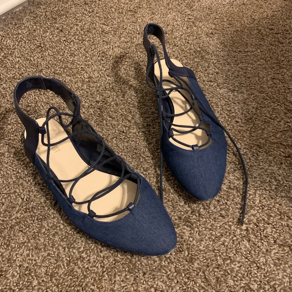 Nine West Denim Tie up Flats *moving, must go*